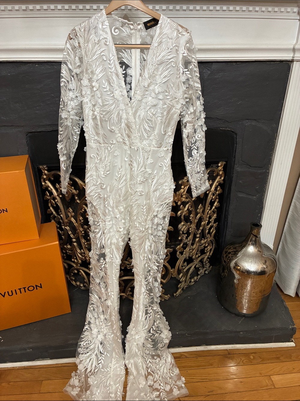 Fashion Nova White Embroidered Lace Jumpsuit Romper - Picture 1 of 16